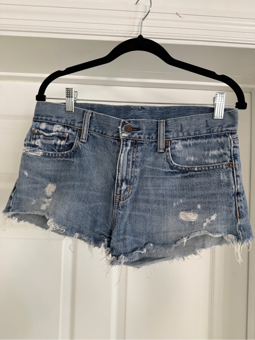 Women's Distressed Blue Denim Shorts